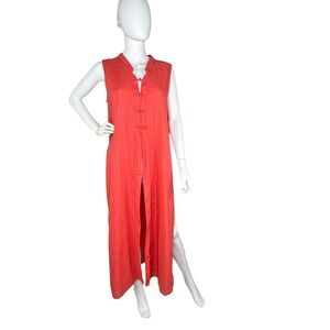 April Cornell Trading Size L Sleeveless Duster Coral Cottage Boho Fairy